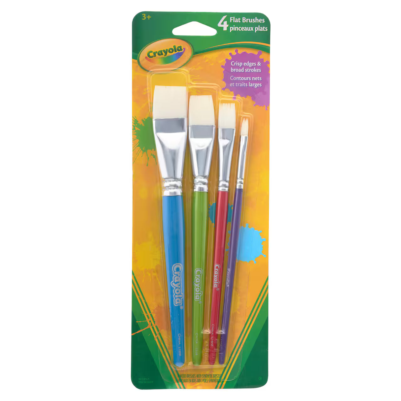 4 Assorted Flat Paint Brushes