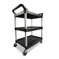 Cart, 3 Shelf Black Plastic 200LB Capacity Utility