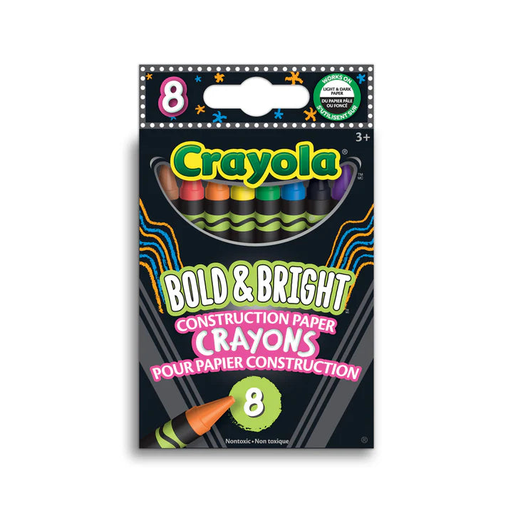 8 Bold & Bright Construction Paper Crayons