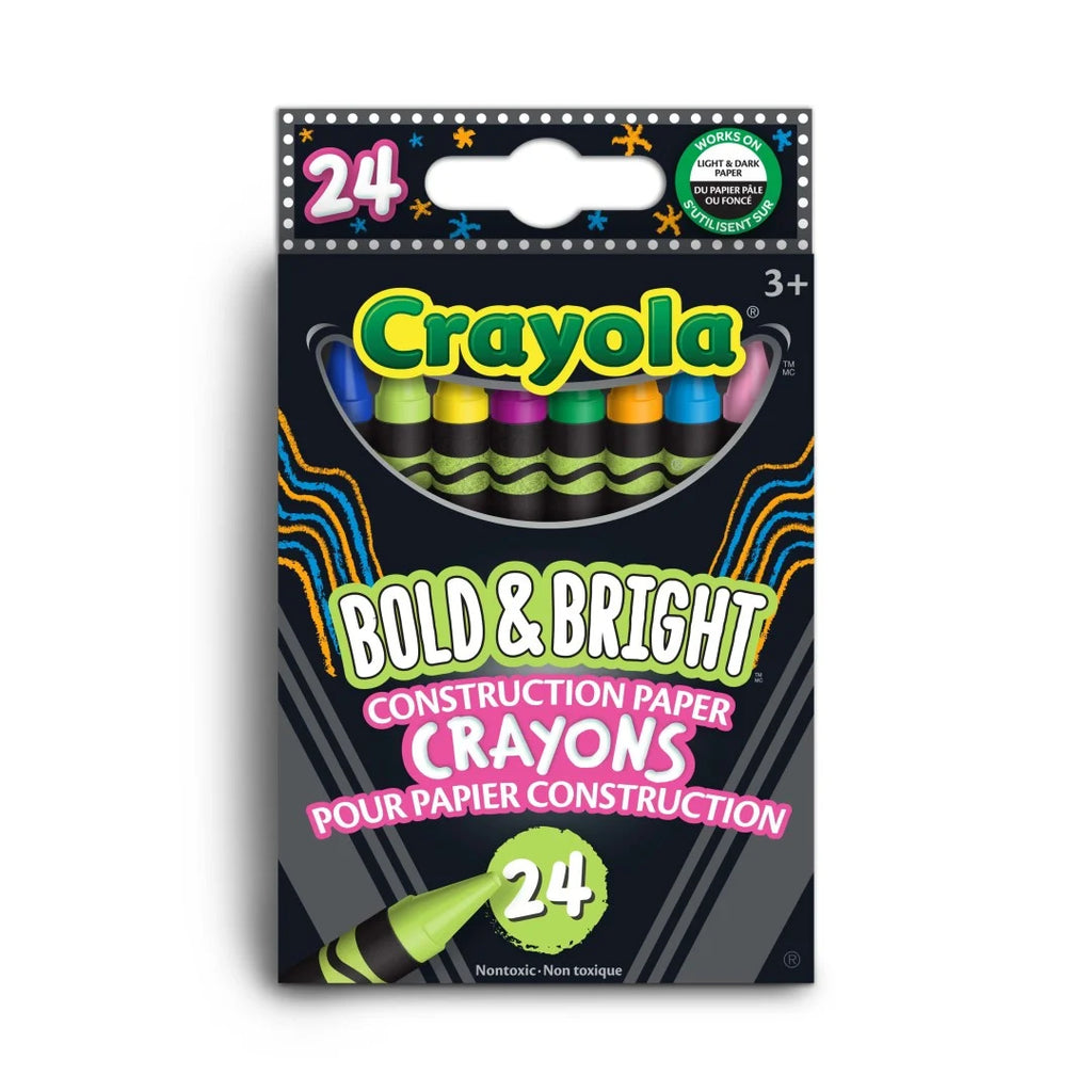 24 Bold & Bright Construction Paper Crayons