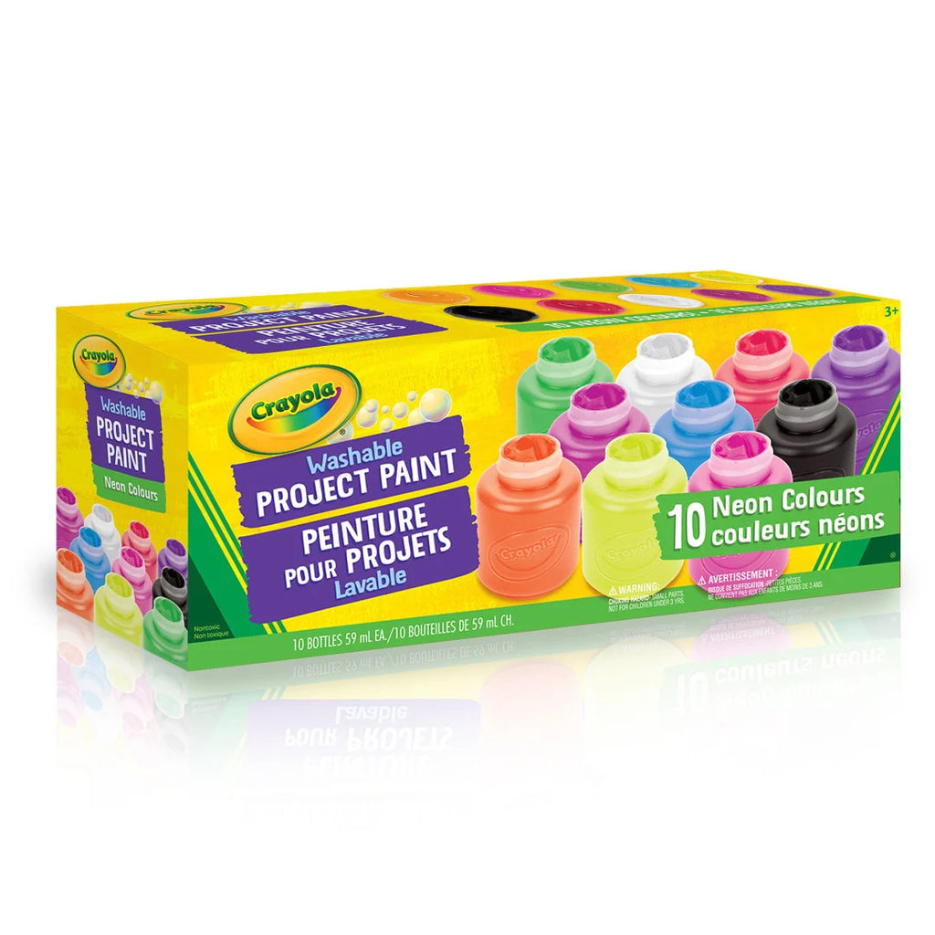 10 59ml Washable Project Paint Jars, Neon