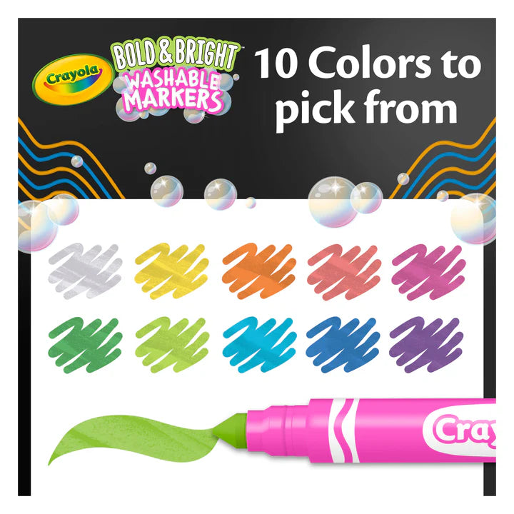 10 Broad Line Bold and Bright Markers