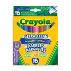 16 Ultra-Clean Washable Broad Line Markers, Assorted Colours