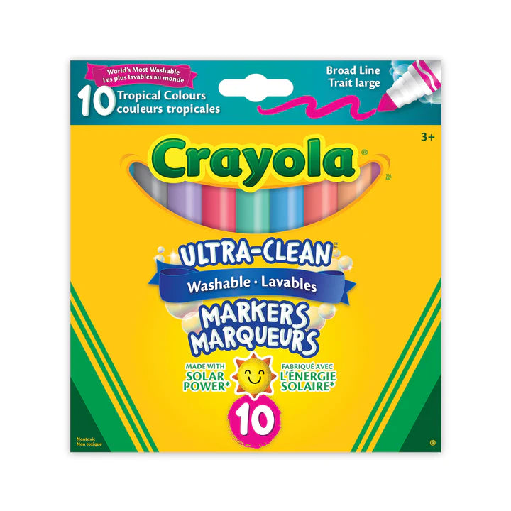 10 Washable Ultra Clean Broad Line Markers, Tropical Colours