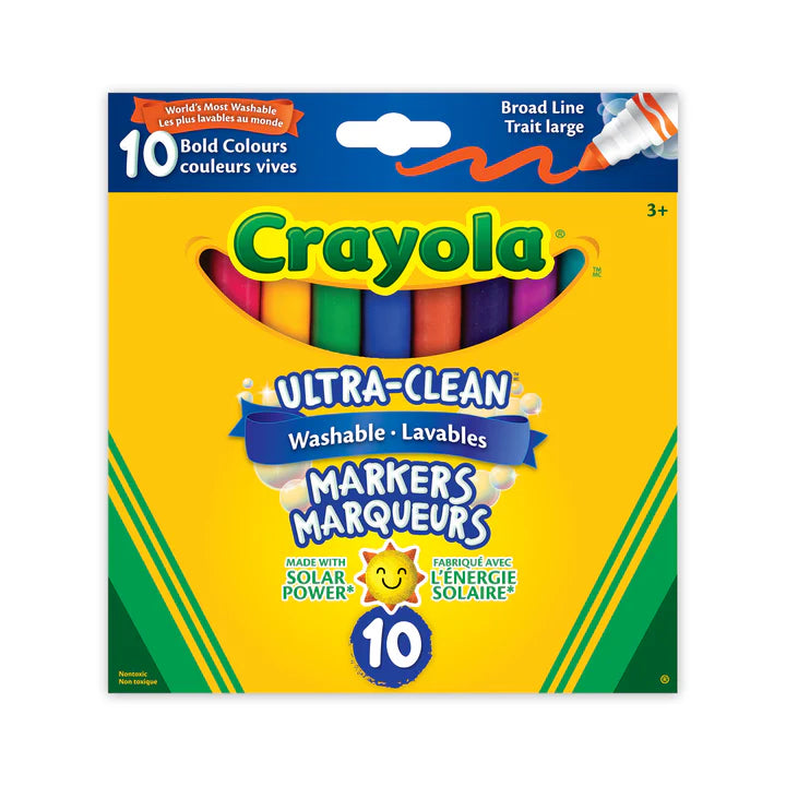 10 Washable Ultra Clean Broad Line Markers, Bold Colours