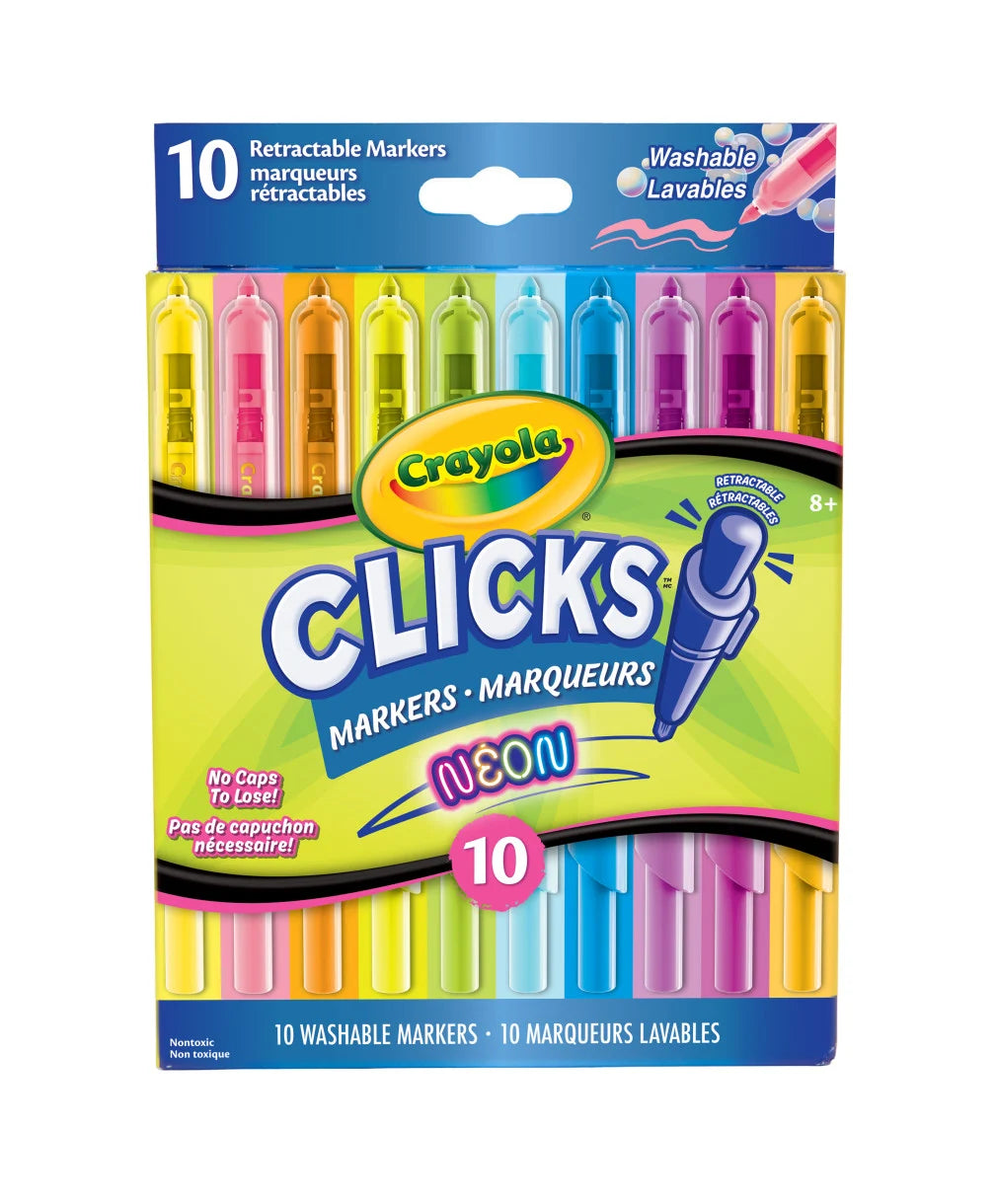 10 Clicks Retractable Markers, Neon