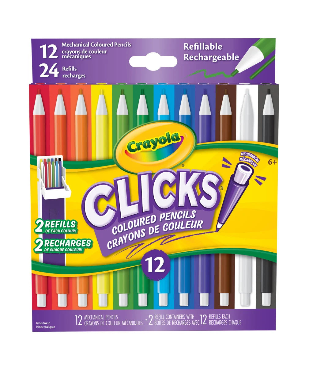 12 Crayola Clicks Mechanical Coloured Pencil
