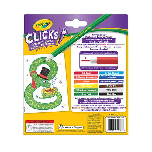 12 Crayola Clicks Mechanical Coloured Pencil