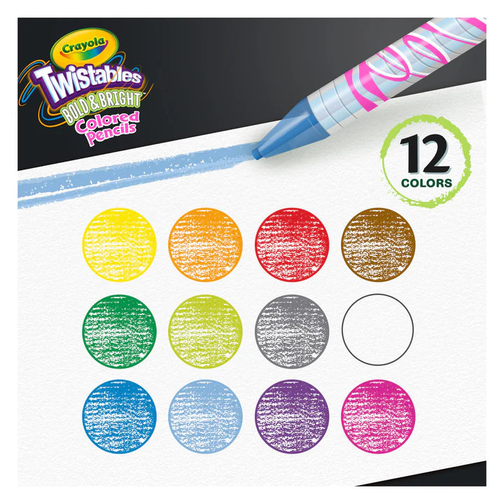 12 Bold & Bright Twistables Pencils