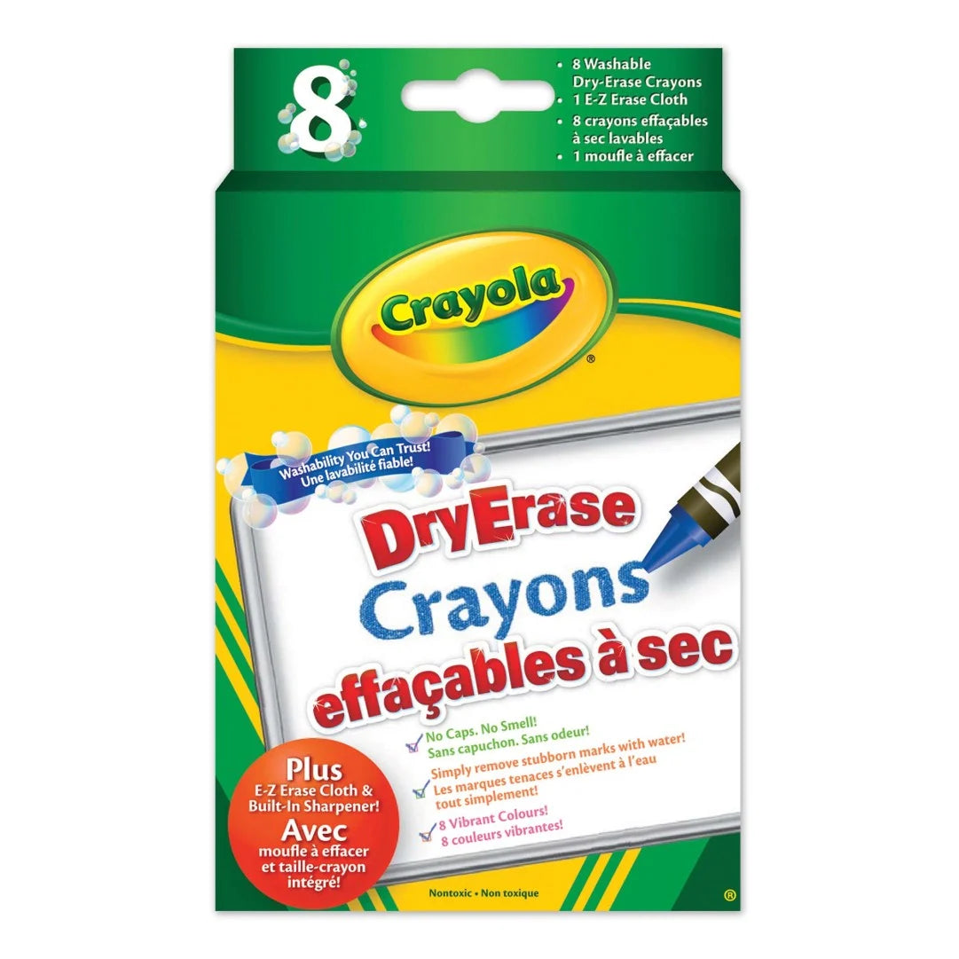8 Dry Erase Crayons, Washable Original