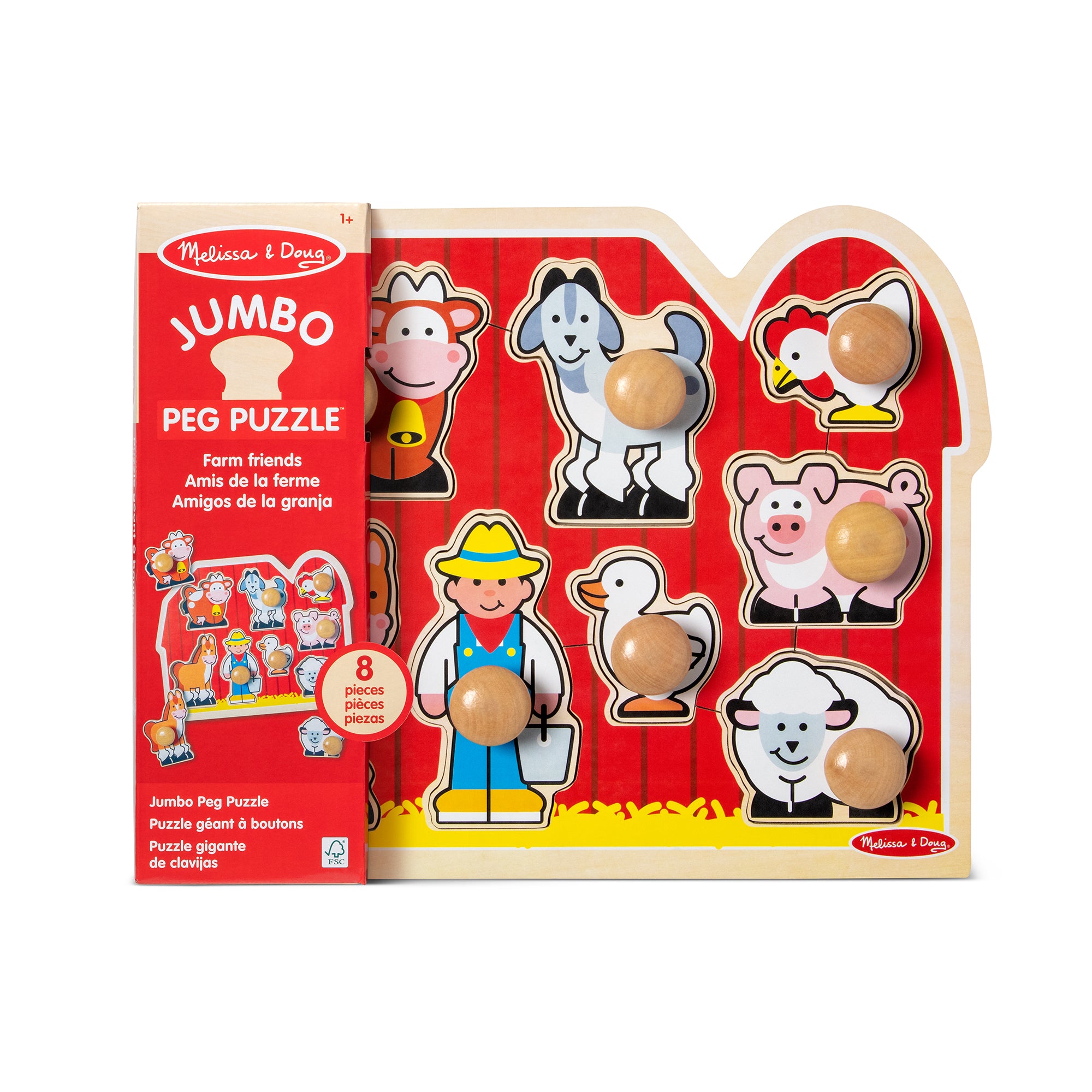 Farm Friends Jumbo Peg Puzzle - 8 Pieces