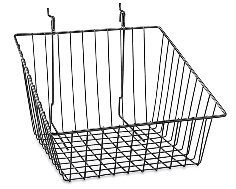 Slat wall-Wire Basket (PK of 6) 12x12x8" Slanted