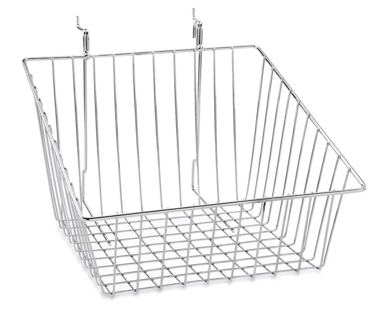 Slat wall-Wire Basket (PK of 6) 12x12x8" Slanted